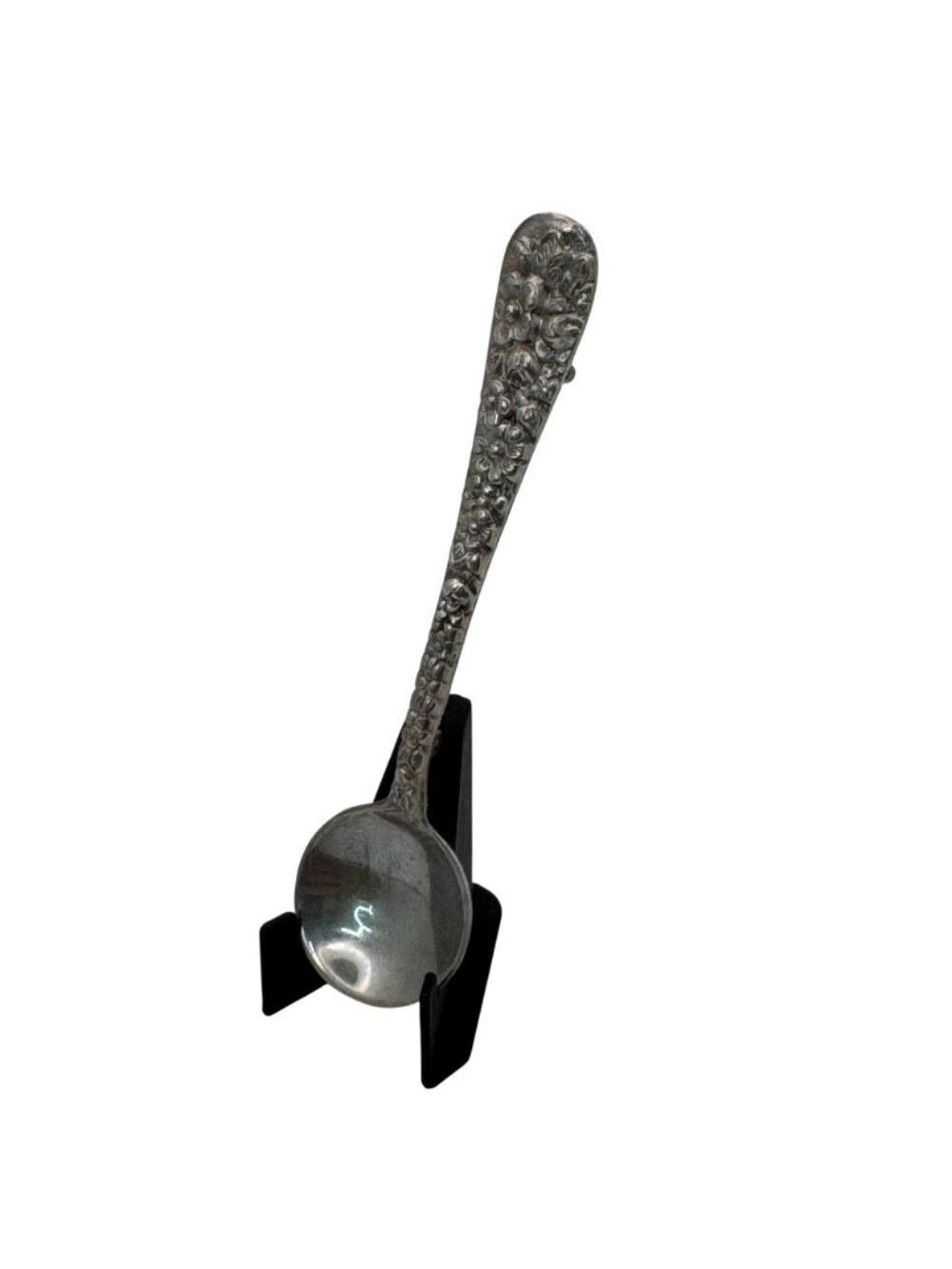 Steiff Repousse Rose Sterling Silver Spoon Floral Pattern Brooch 4.71g 3" Ladle - Picture 2 of 11